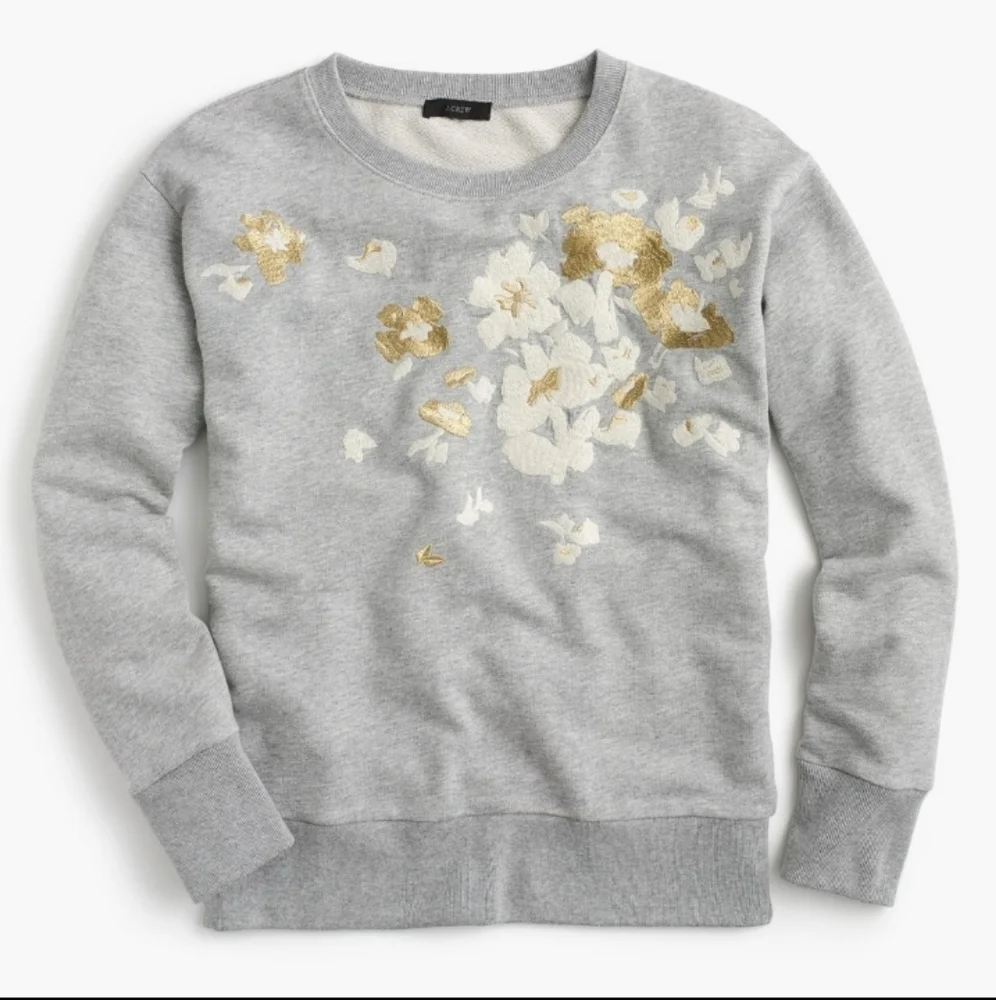 J. Crew Black Label Embroidered Sweatshirt Sz XS